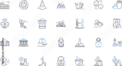 Five-star travel line icons collection. Luxury, Opulence, Exquisite, Lavish, Indulgent, Elite, Splurge vector and linear illustration. Extravagance,Sublime,Posh outline signs set