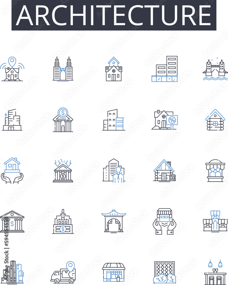 Architecture line icons collection. Engineering, Building, Designing, Planning, Construction, Layout, Structure vector and linear illustration. Infrastructure,Forming,Development outline signs set