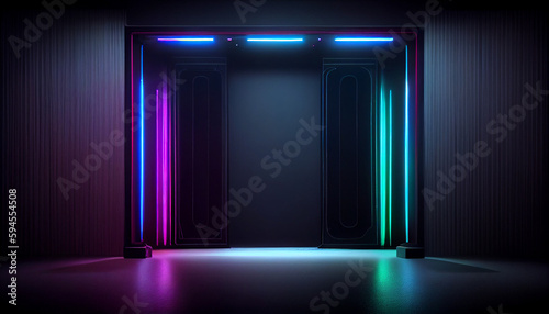 Dark neon empty stage with spot light Ai generated image © Trendy Image Two