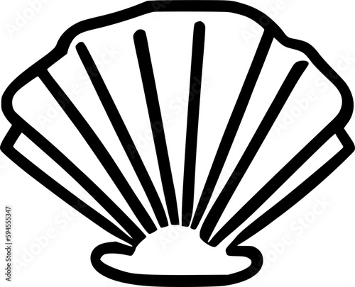 black individual surf clam line icon, simple fresh seafood flat design pictogram, infographic vector for app logo web button ui ux interface elements isolate on white background