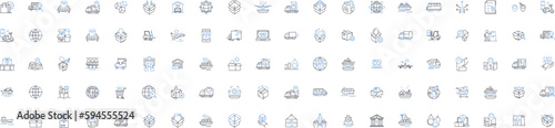 Rapid shipment line icons collection. Expedite, Swift, Quick, Efficient, Just-in-time, Timely, Turbocharged vector and linear illustration. Lightning,Rush,Express outline signs set