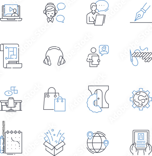 Solo professional line icons collection. Independent, Entrepreneur, Self-employed, Experienced, Skilled, Dedicated, Goal-oriented vector and linear illustration. Driven,Innovative,Resourceful outline