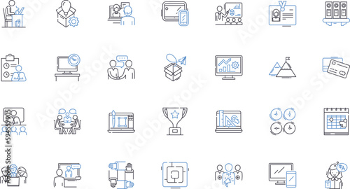 Business campus line icons collection. Innovation, Collaboration, Nerking, Entrepreneurship, Education, Investment, Incubation vector and linear illustration. Sustainability,Growth,Creativity outline