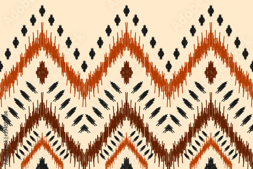 Ethnic ikat seamless pattern in tribal. Aztec geometric ethnic ornament print. Ikat pattern style. Design for background, wallpaper, illustration, fabric, clothing, carpet, textile, batik, embroidery.