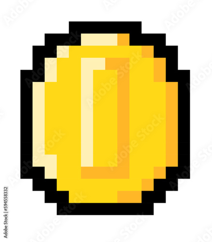Vector illustration of a coin. Pixel art coin. video games 90s