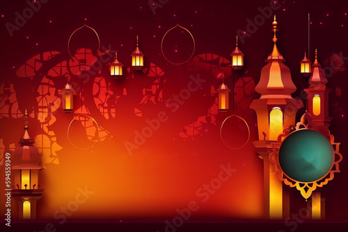 Wallpaper Mural Arabic lantern of ramadan celebration background illustration. Eid Mubarak. Islamic greeting Eid Mubarak cards for Muslim Holidays, background. Generative AI Torontodigital.ca