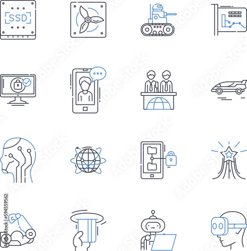 Virtual reality line icons collection. Immersive, Interactive, Experience, Digital, Simulation, Gaming, Fantasy vector and linear illustration. Futuristic,Environment,Innovation outline signs set photo