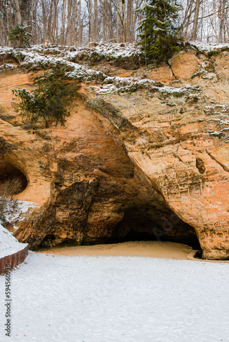 Gutmana Cave, cliff, Sigulda, Latvia