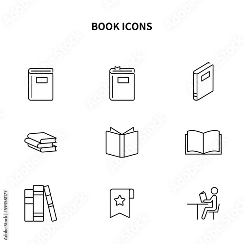 シンプルアイコンセット｜本・読書・勉強・学習