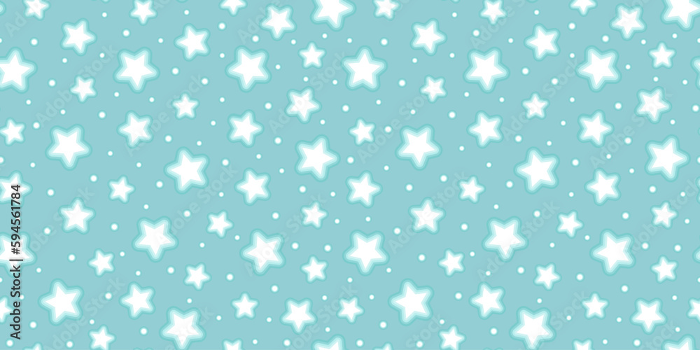 Seamless pattern with white stars on a blue background. Vector illustration.