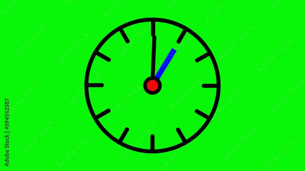 Clock Counts Down 60 seconds. Clock with blue arrows. moving clock on