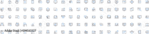 Laptop line icons collection. Portable, Sleek, Efficient, Convenient, Lightweight, Versatile, Powerful vector and linear illustration. Innovative,Reliable,Stylish outline signs set