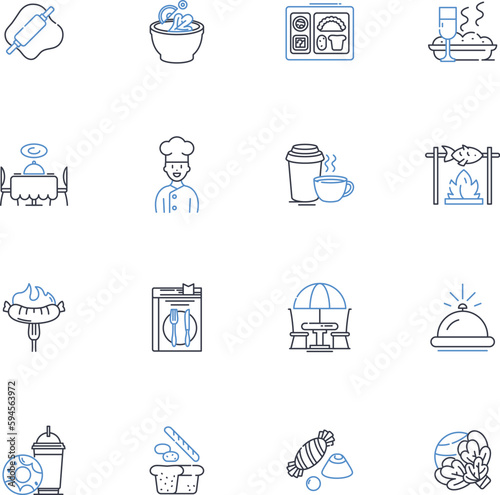 Succulent meals line icons collection. Tasty, Flavorsome, Savory, Delicious, Yummy, Delectable, Fulfilling vector and linear illustration. Appetizing,Mouthwatering,Nourishing outline signs set