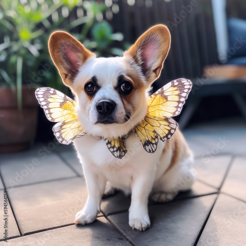 Chihuahua dog with butterfly wings photo