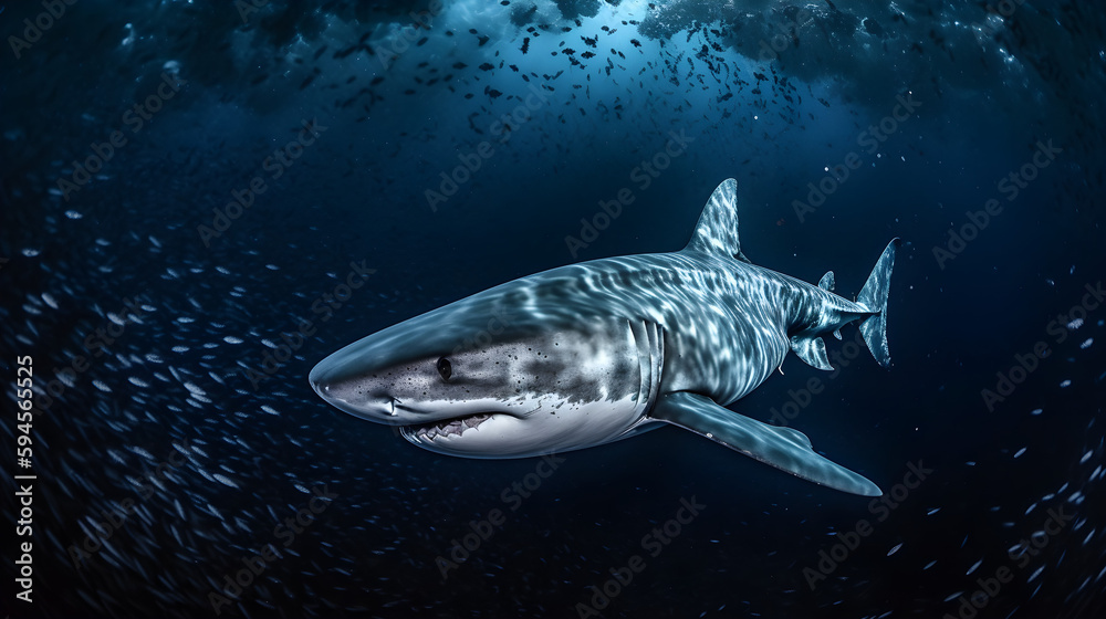 Naklejka premium shark in the aquarium