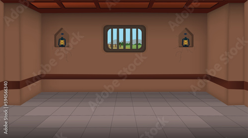 Village Empty room inside vector, poor mud house room interior cartoon background illustrations.