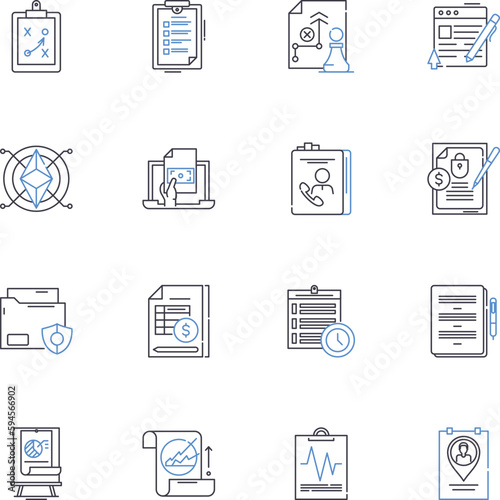 Jurisprudence conglomerate line icons collection. Law, Judiciary, Equity, Rights, Justice, Jurisdiction, Legislation vector and linear illustration. Statutes,Precedent,Interpretation outline signs set