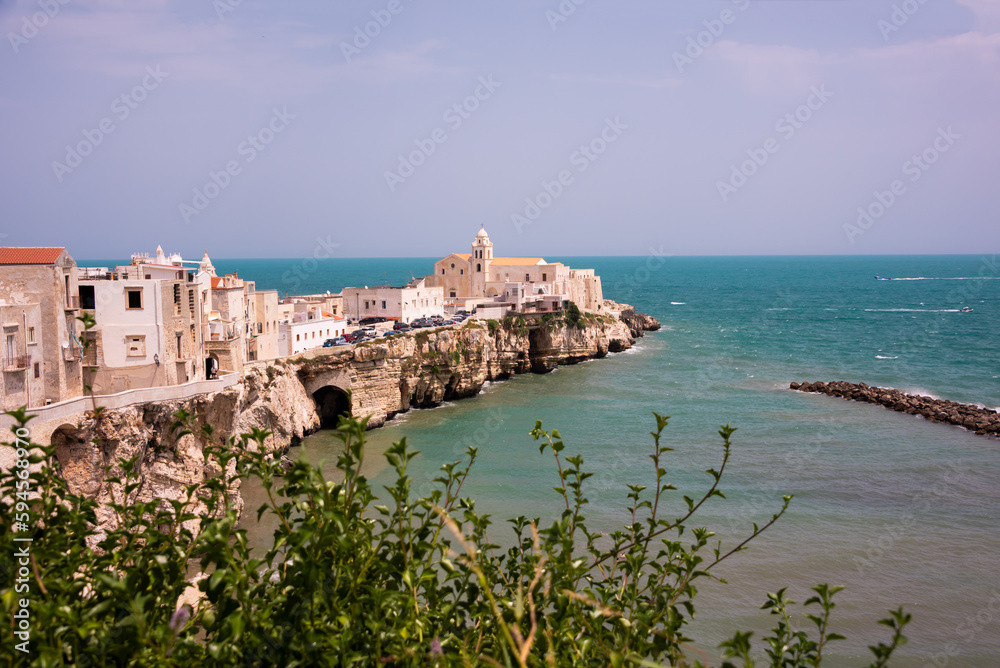 Vieste town on sea coast in southern Italy in summer
