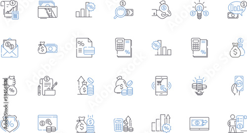 Selling process line icons collection. Prospect, Lead, Qualify, Pitch, Objection, Negotiate, Close vector and linear illustration. Follow-up,Presentation,Trust outline signs set
