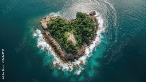 heart shaped is land on ocean background 4k wallpaper