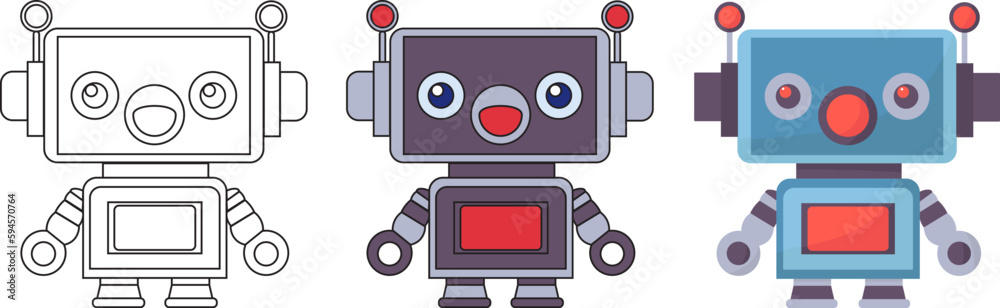 Fototapeta premium robot coloring book isolated vector