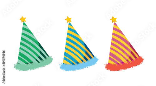 colorful party hat celebration element vector illustration 