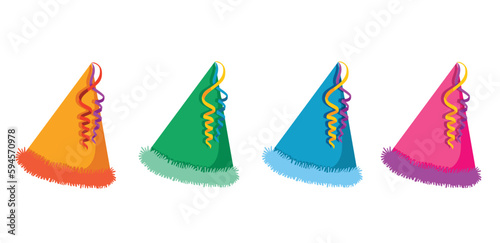 colorful party hat celebration element vector illustration
