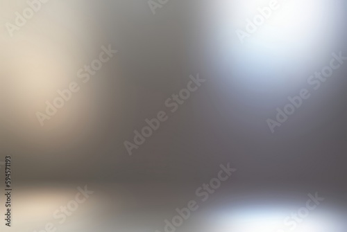 Polished metal 3d background closeup. Grey glossy surface of wall and floor. Empty room.
