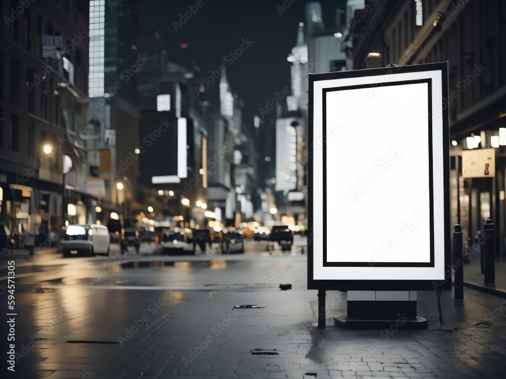 blank billboard at night