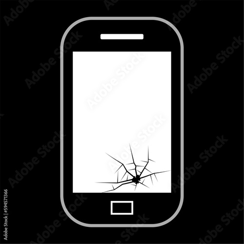 simple vector illustration broken smartphone