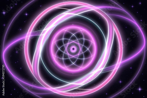 Healer Sensing High Vibrational Healing Vortex - female hands with wide fingers on the edge of a large perfect spiral of energy against a wispy pink gaseous energy background with copy space