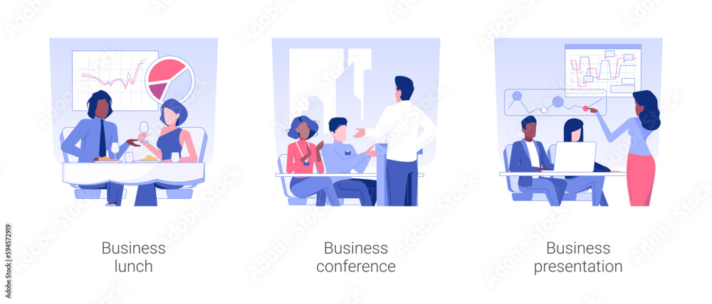 Offline business events isolated concept vector illustrations.