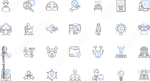 Performance potential line icons collection. Capacity, Capability, Competence, Capability, Efficiency, Proficiency, Fitness vector and linear illustration. Strength,Ability,Power outline signs set