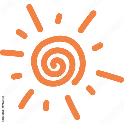 Beautiful orange sun illustration vector png decoration. children's style illustration. cute sun decorative clipart of a sun. colorful vector sun illustration.