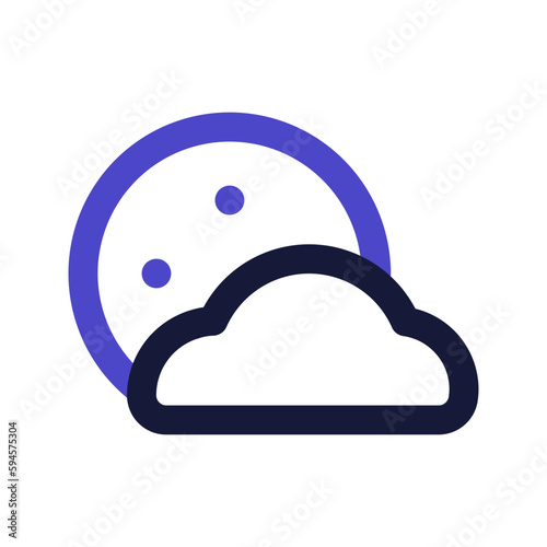 cloudy night line color icon