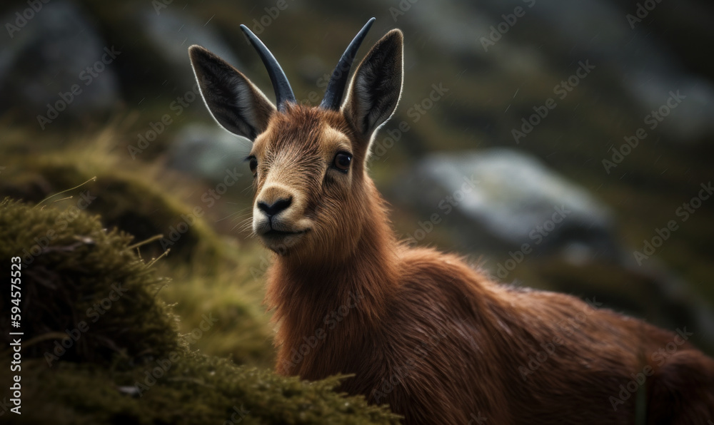 photo of chamois (genus Rupicapra) in its natural habitat. Generative AI photo of chamois (genus Rupicapra) in its natural habitat. Generative AI
