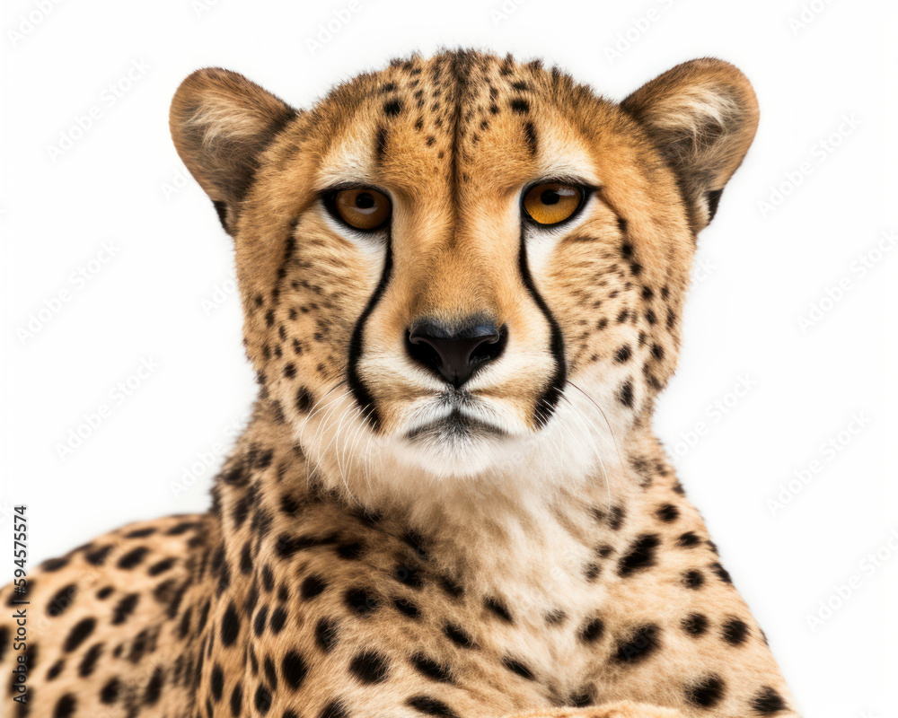 photo of cheetah isolated on white background. Generative AI photo of cheetah isolated on white background. Generative AI