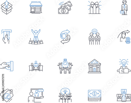 Sales promotion line icons collection. Discounts, Offers, Rebates, Coupons, Sales, Bargains, Deals vector and linear illustration. Promotions,Savings,Clearance outline signs set