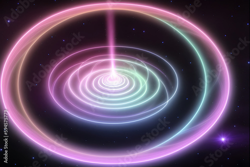 Healer Sensing High Vibrational Healing Vortex - female hands with wide fingers on the edge of a large perfect spiral of energy against a wispy pink gaseous energy background with copy space