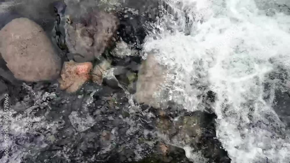 飛沫を上げて岩の上を流れる水の動画 飛沫を上げて岩の上を流れる水の動画