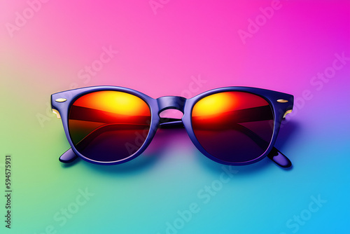 Sunglasess on color background, summer mood