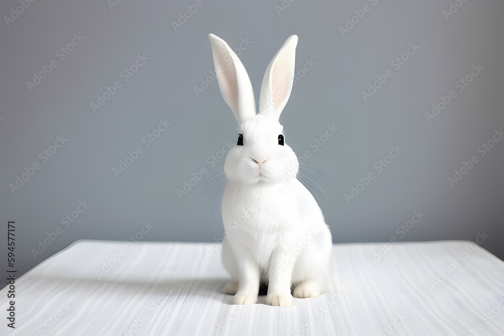 Obraz premium White easter rabbit with sheet for a text writing. Easter concept.