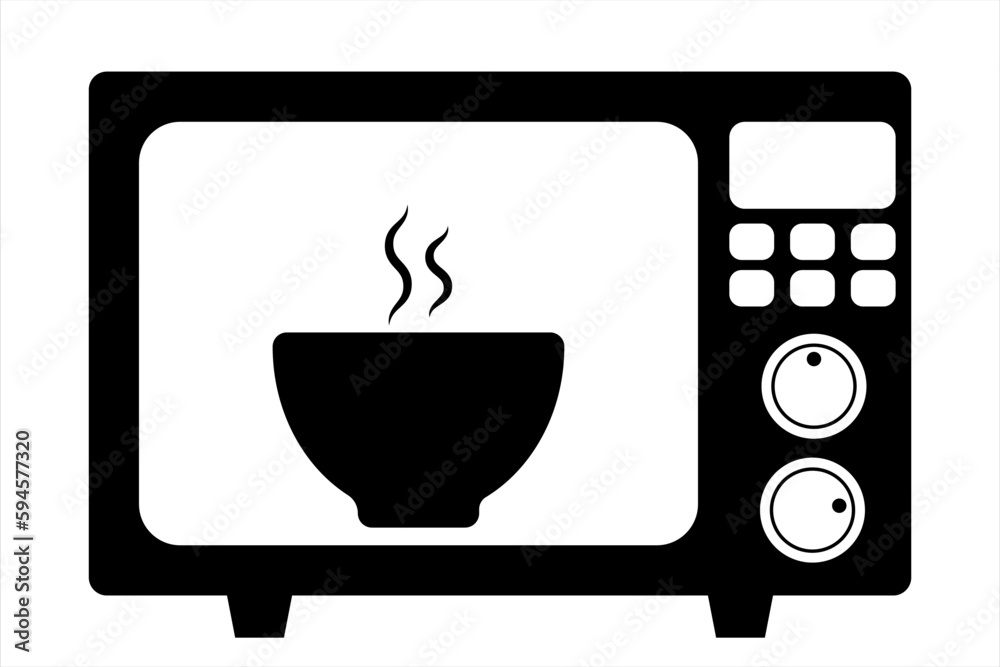 Monochrome Microwave oven icon isolated on white background. Home appliances icon. Vector Illustration EPS 10 file.