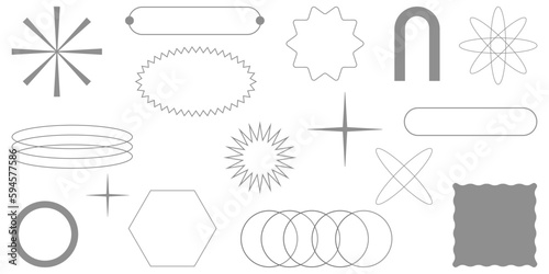 Simple shapes.Y2k aesthetic.Shape set y2k style for banner. Shape set y2k style for decoaration.Shape set y2k style for poster. Trendy geometric forms.Trendy 90s.