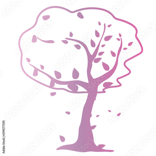 Autumn leaves falling from the tree gradient silhouette
