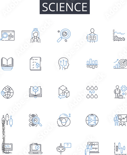 Science line icons collection. Math, Chemistry, Physics, Astronomy, Geology, Biology, Ecology vector and linear illustration. Genetics,Meteorology,Zoology outline signs set