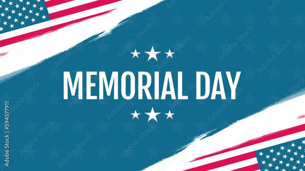 USA Memorial Day greeting card 4k animation with brush strokes of ...