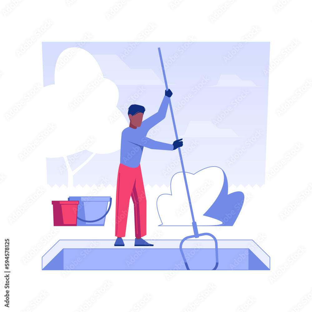 Pool maintenance isolated concept vector illustration.
