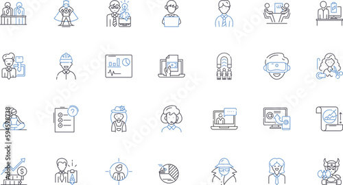 Employment trade line icons collection. Job, Trade, Employment, Labor, Workplace, Occupation, Profession vector and linear illustration. Vocation,Career,Workforce outline signs set photo