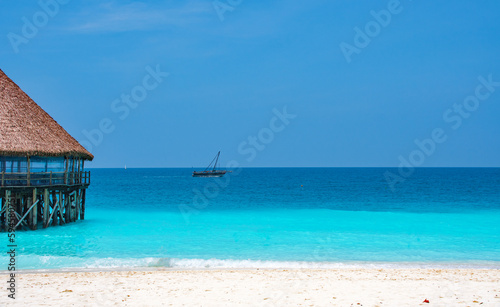 Beautiful tropical island of Zanzibar. Sea and beach of Zanzibar, Tanzania. 